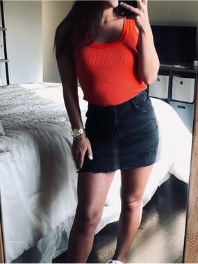 Red ribbed tank top H&M